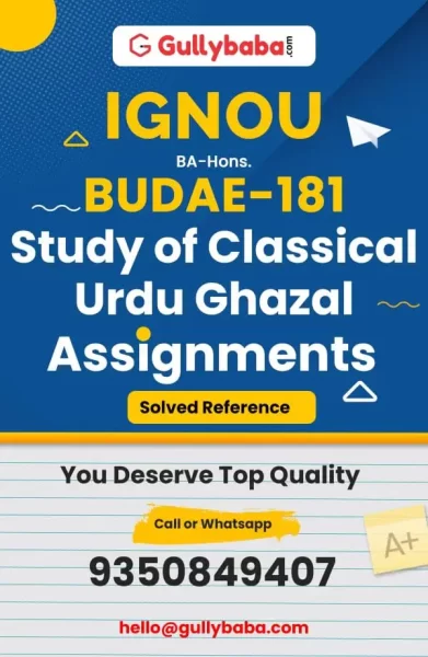 IGNOU BUDAE-181 Solved Assignment
