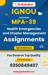 MPA-39: Health Emergencies and Disater Management