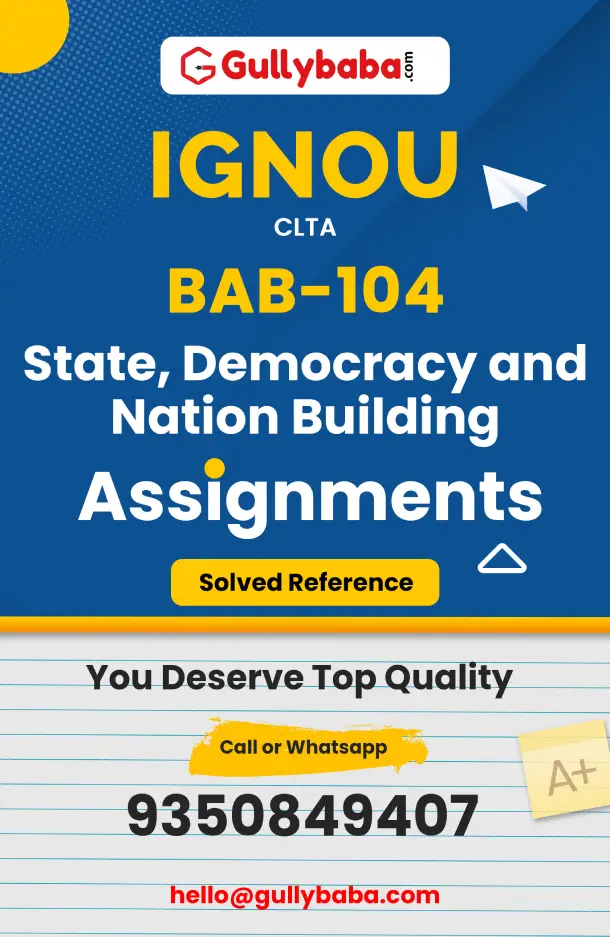BAB-104 : State, Democracy and Nation Building