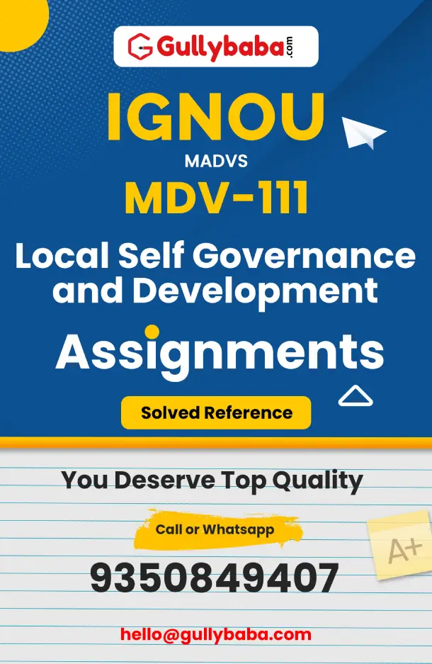 MDV-111 : Local Self Governance and Development
