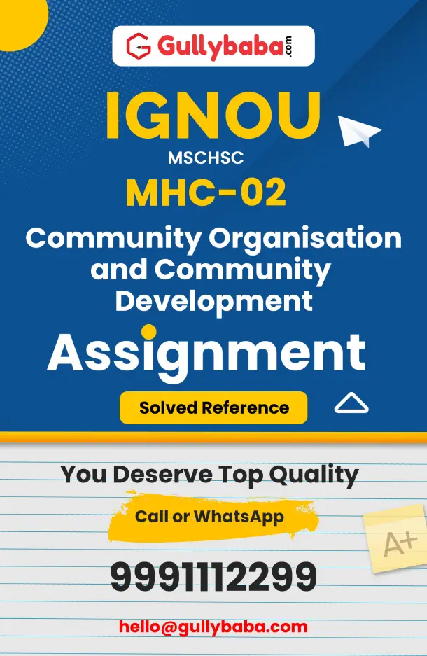 MHC-02: Community Organisation and Community Development