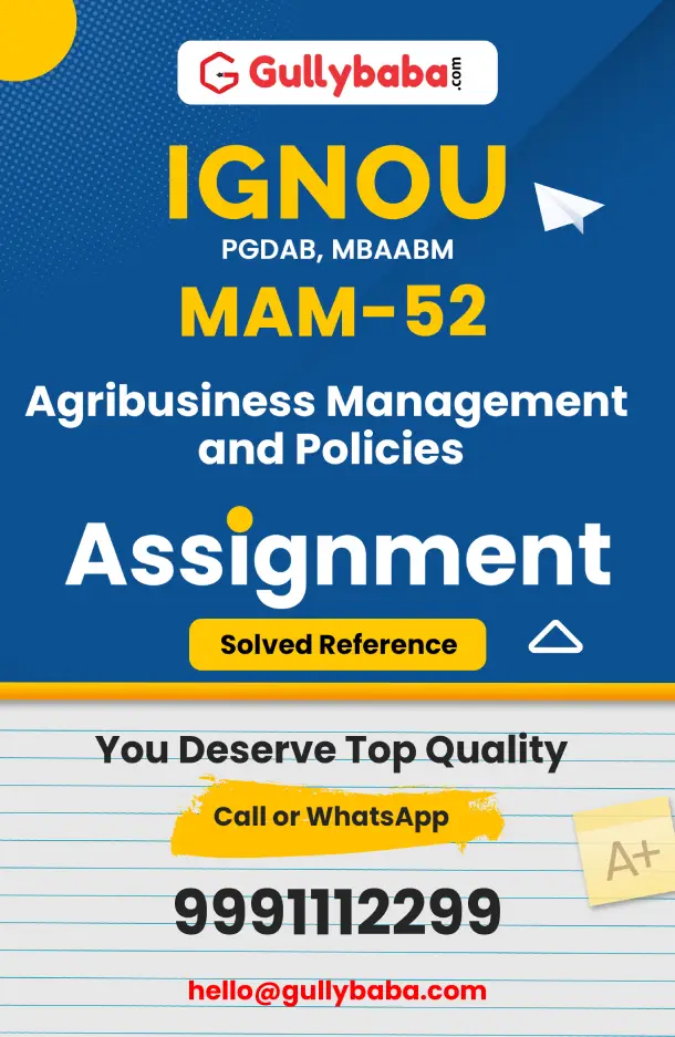 MAM-52: Agribusiness Management and Policies